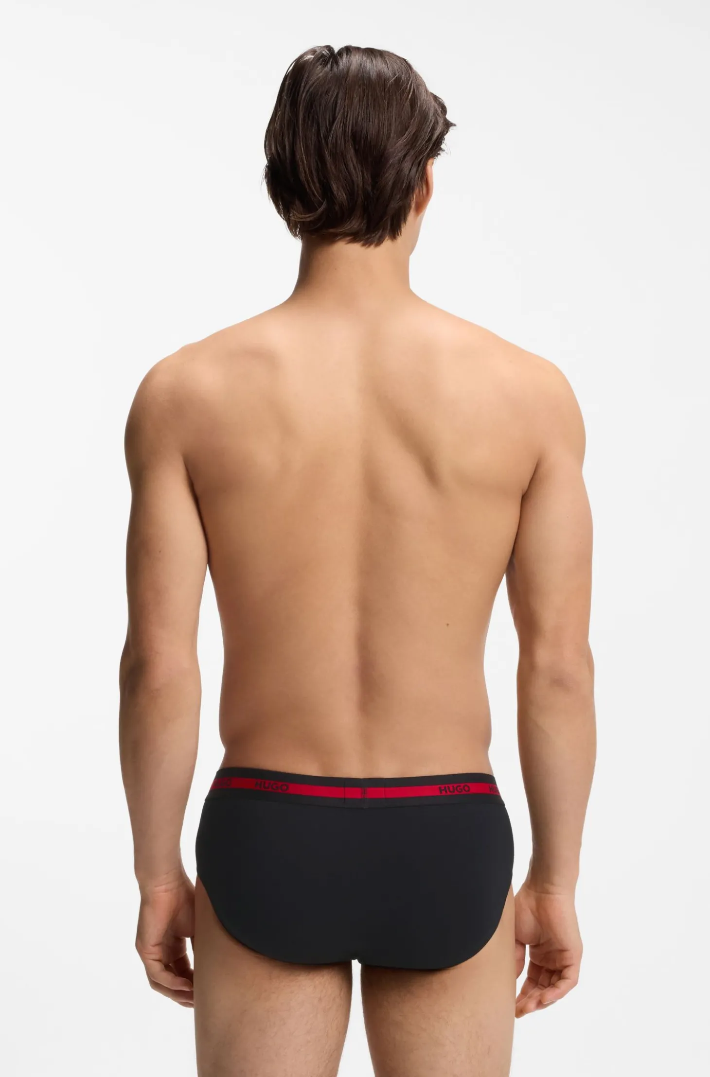 Dreierpack Slips aus Stretch-Baumwolle mit Logos am Bund