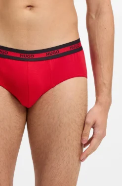 Dreierpack Slips aus Stretch-Baumwolle mit Logos am Bund