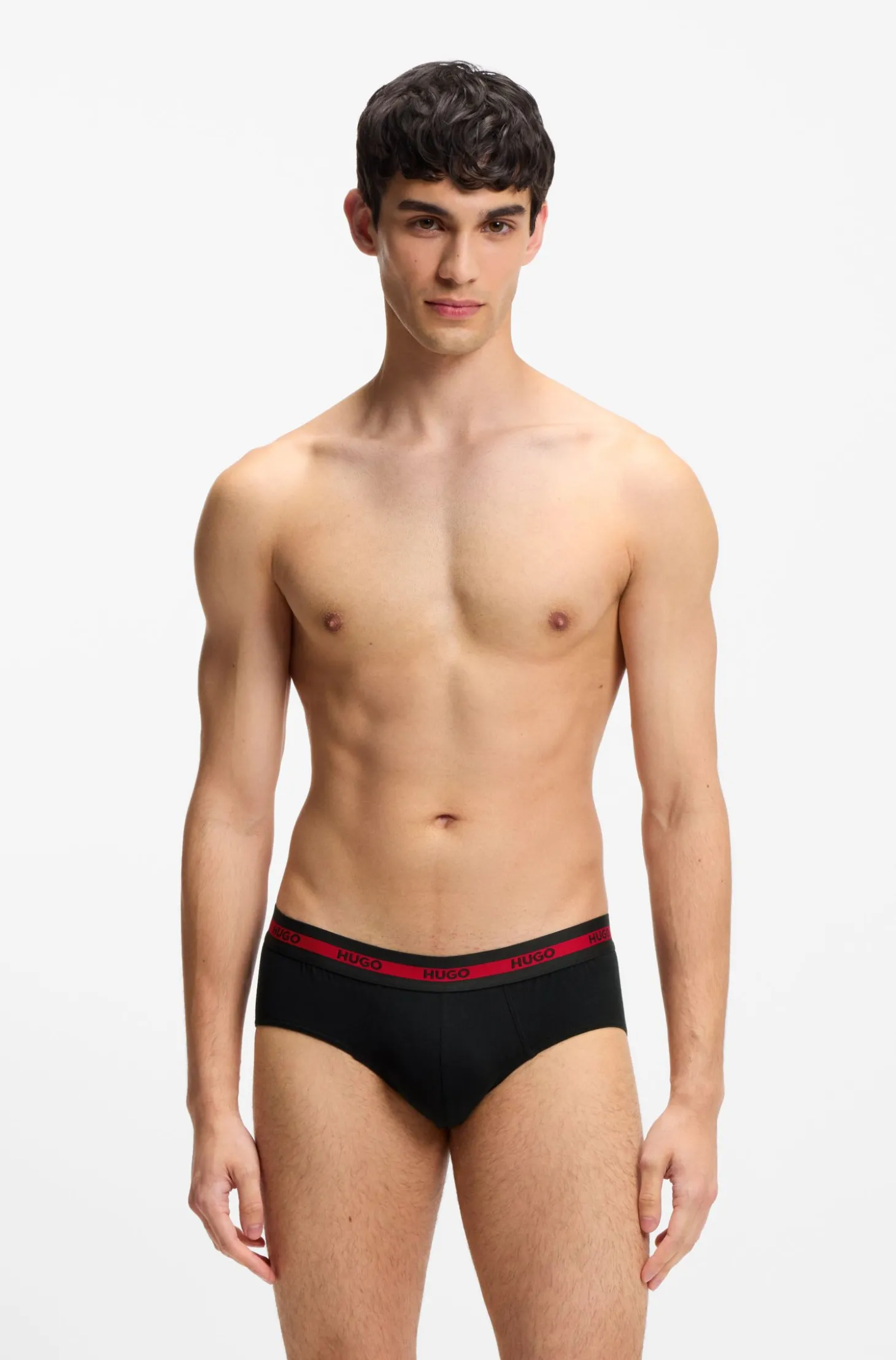 Dreierpack Slips aus Stretch-Baumwolle mit Logos am Bund