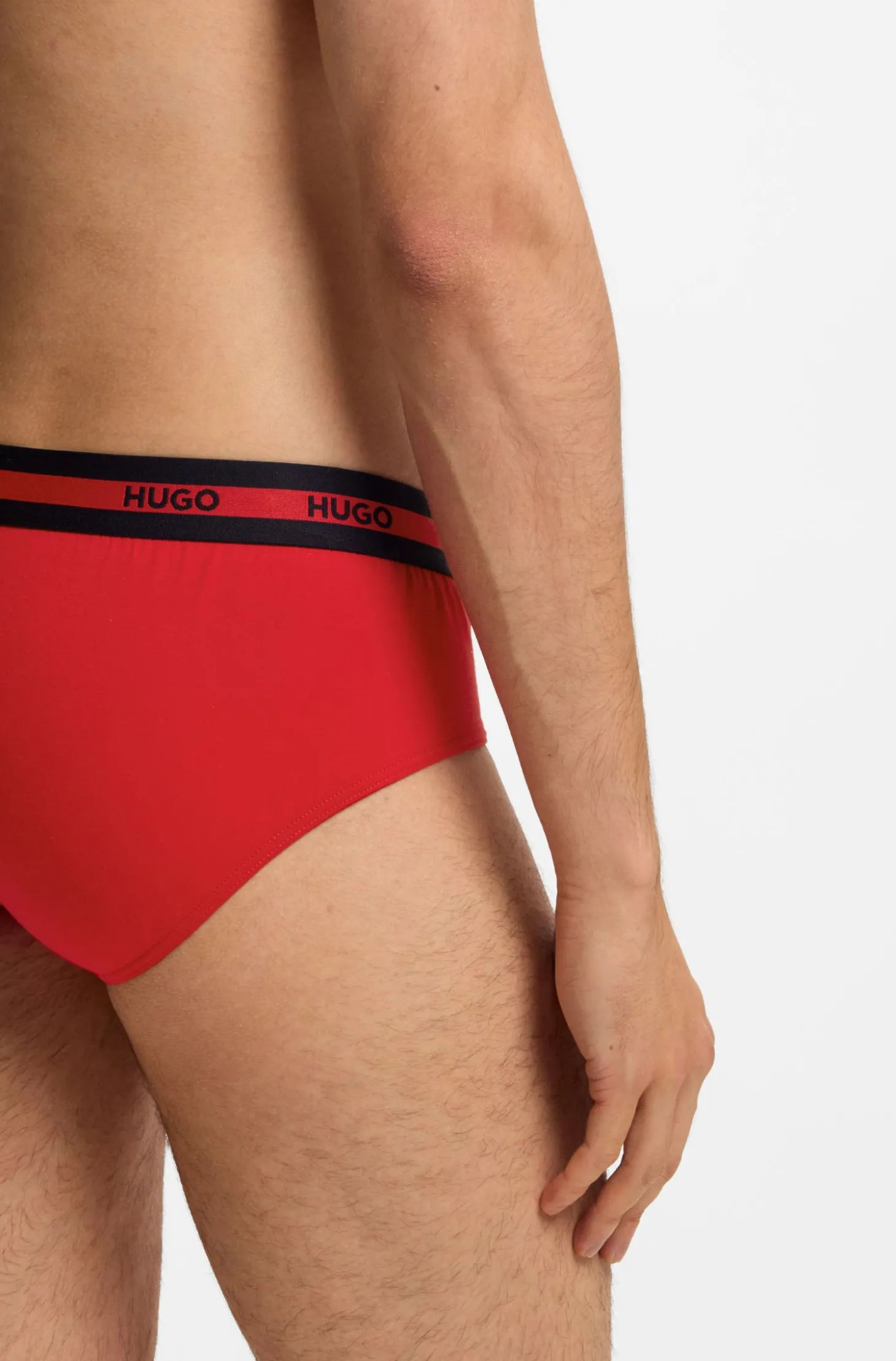 Dreierpack Slips aus Stretch-Baumwolle mit Logos am Bund