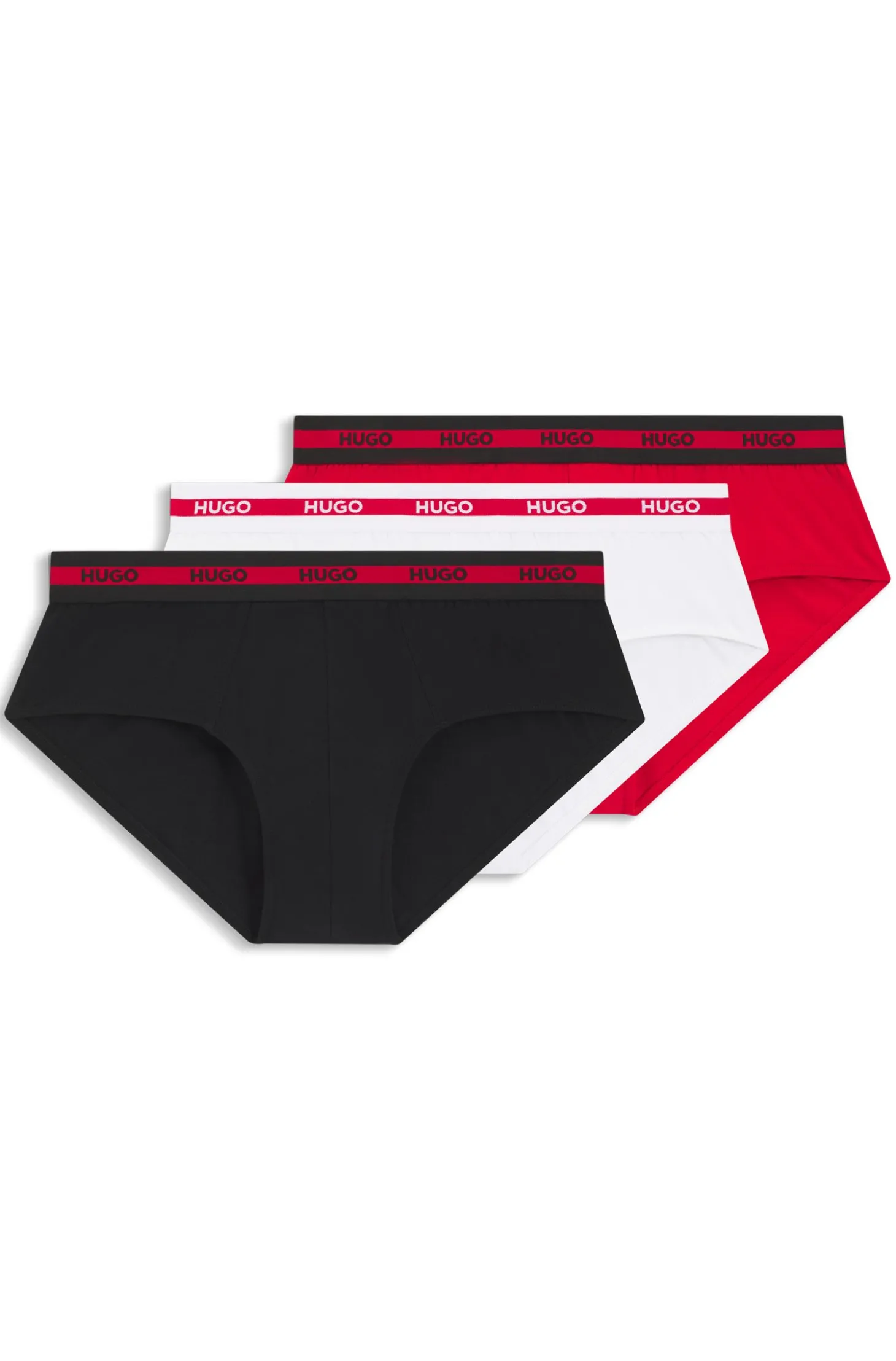 Dreierpack Slips aus Stretch-Baumwolle mit Logos am Bund