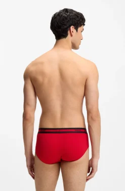 Dreierpack Slips aus Stretch-Baumwolle mit Logos am Bund