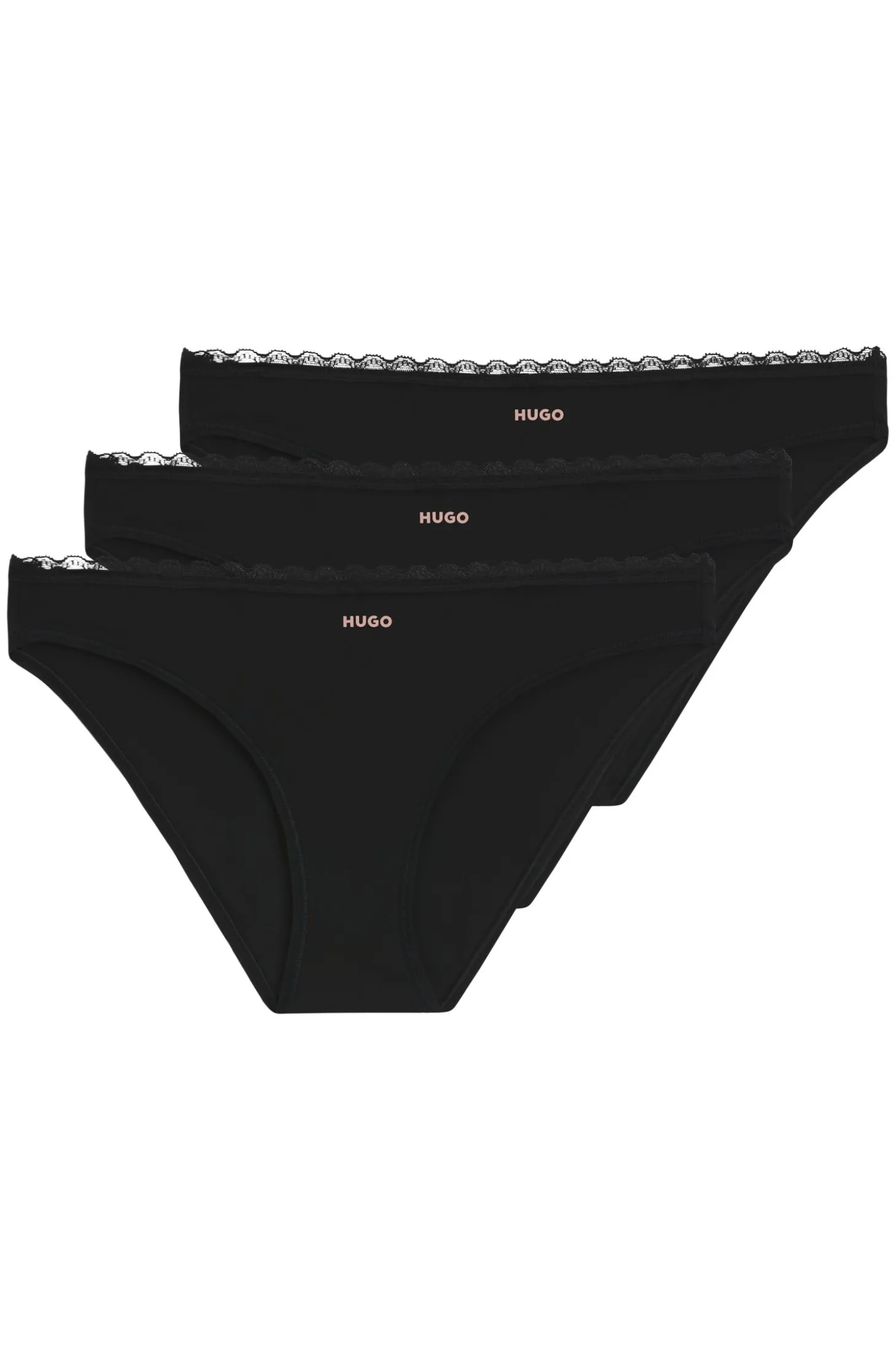 Dreierpack Slips mit Spitzenbesatz