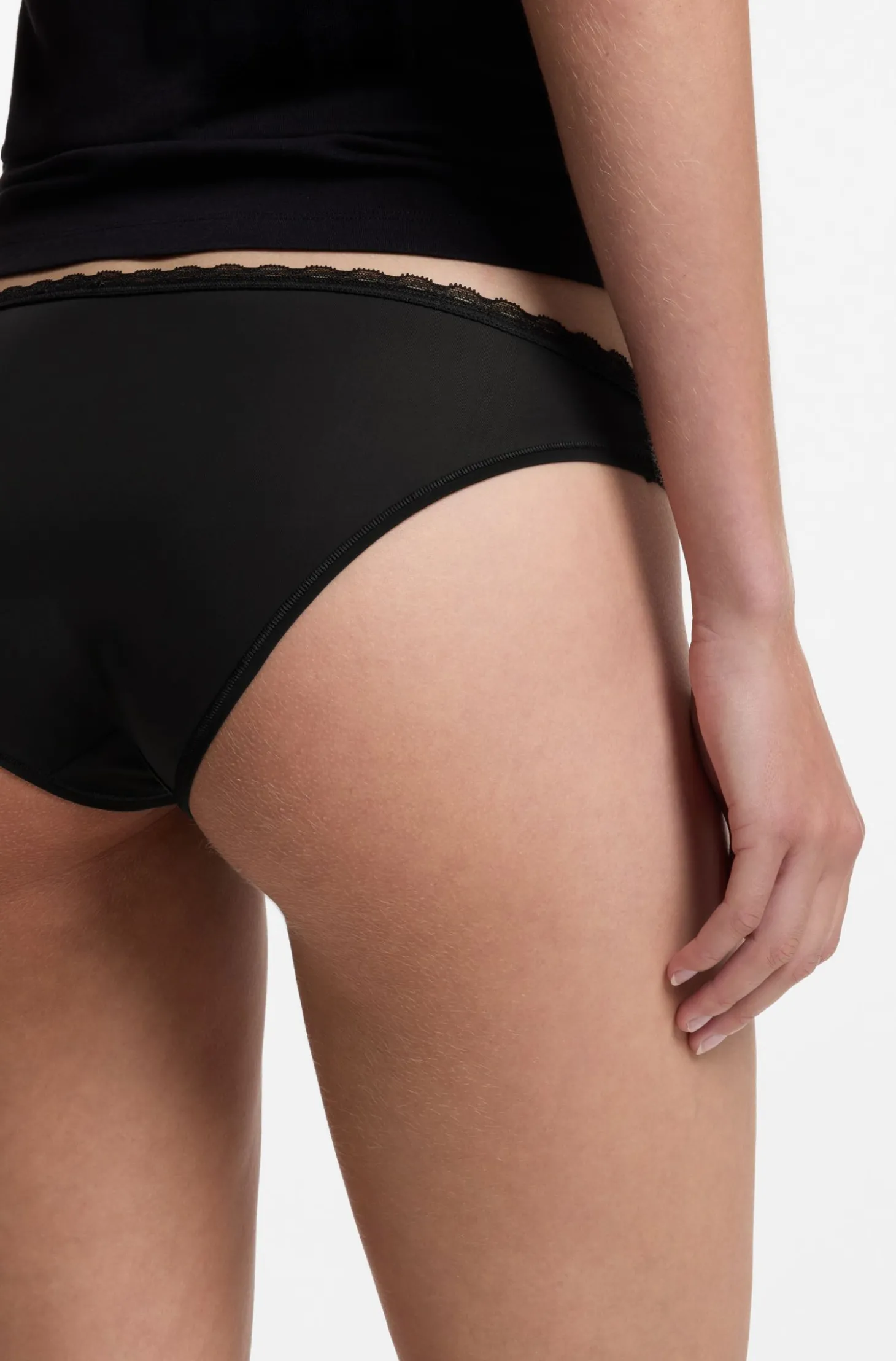 Dreierpack Slips mit Spitzenbesatz