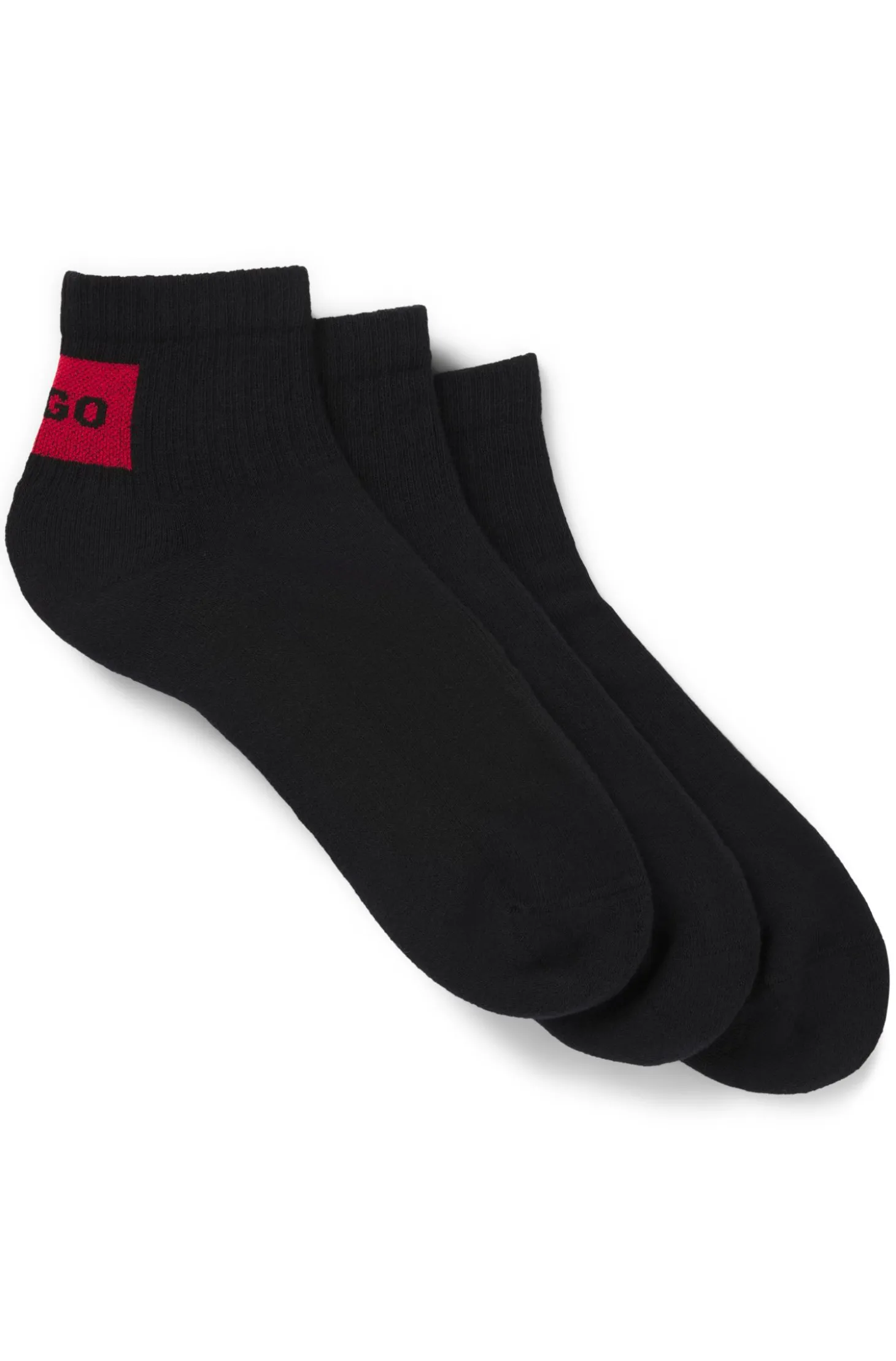 Dreierpack Sneakers-Socken mit rotem Logo-Label