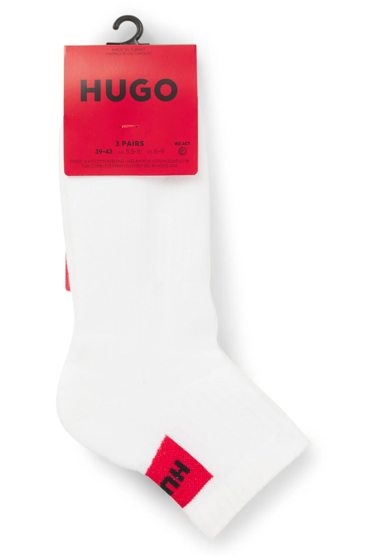 Dreierpack Sneakers-Socken mit rotem Logo-Label