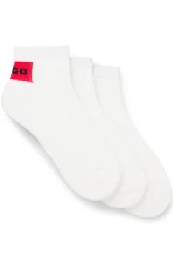 Dreierpack Sneakers-Socken mit rotem Logo-Label