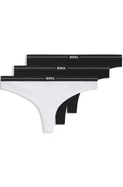 Dreierpack Strings aus Stretch-Baumwolle mit Logos am Bund
