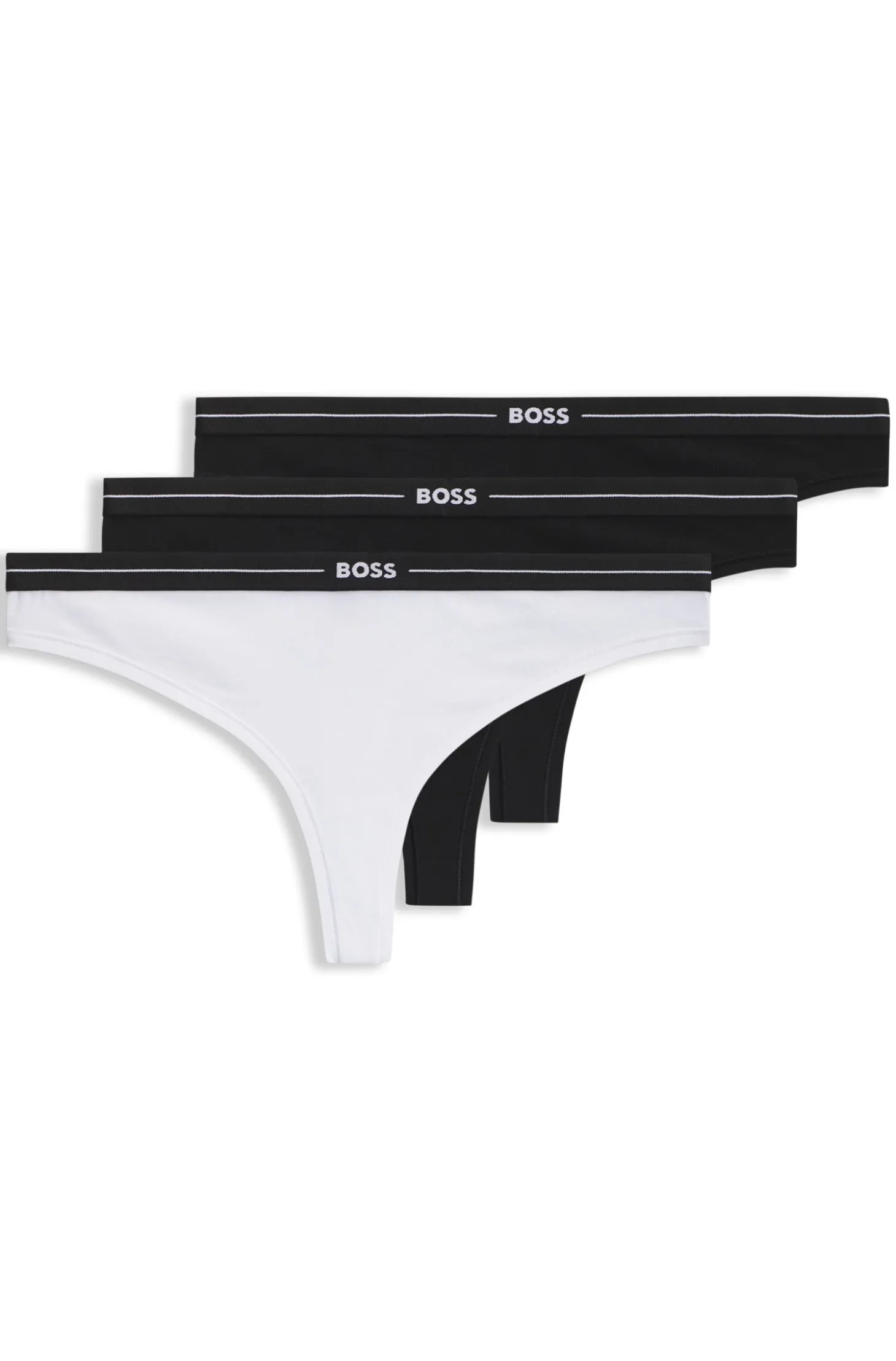 Dreierpack Strings aus Stretch-Baumwolle mit Logos am Bund