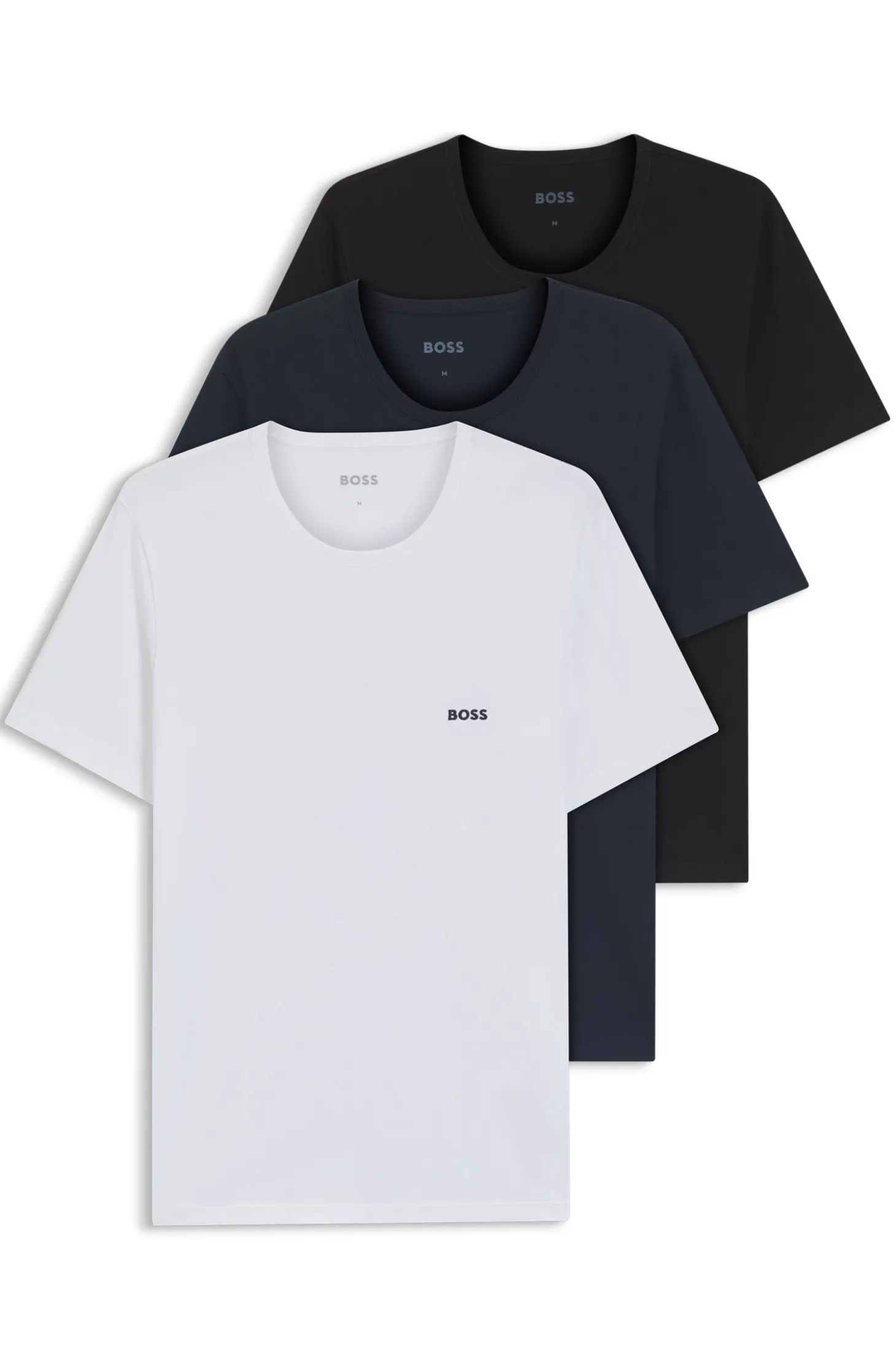 Dreierpack T-Shirts aus Baumwolle mit Logo-Stickerei