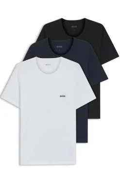 Dreierpack T-Shirts aus Baumwolle mit Logo-Stickerei