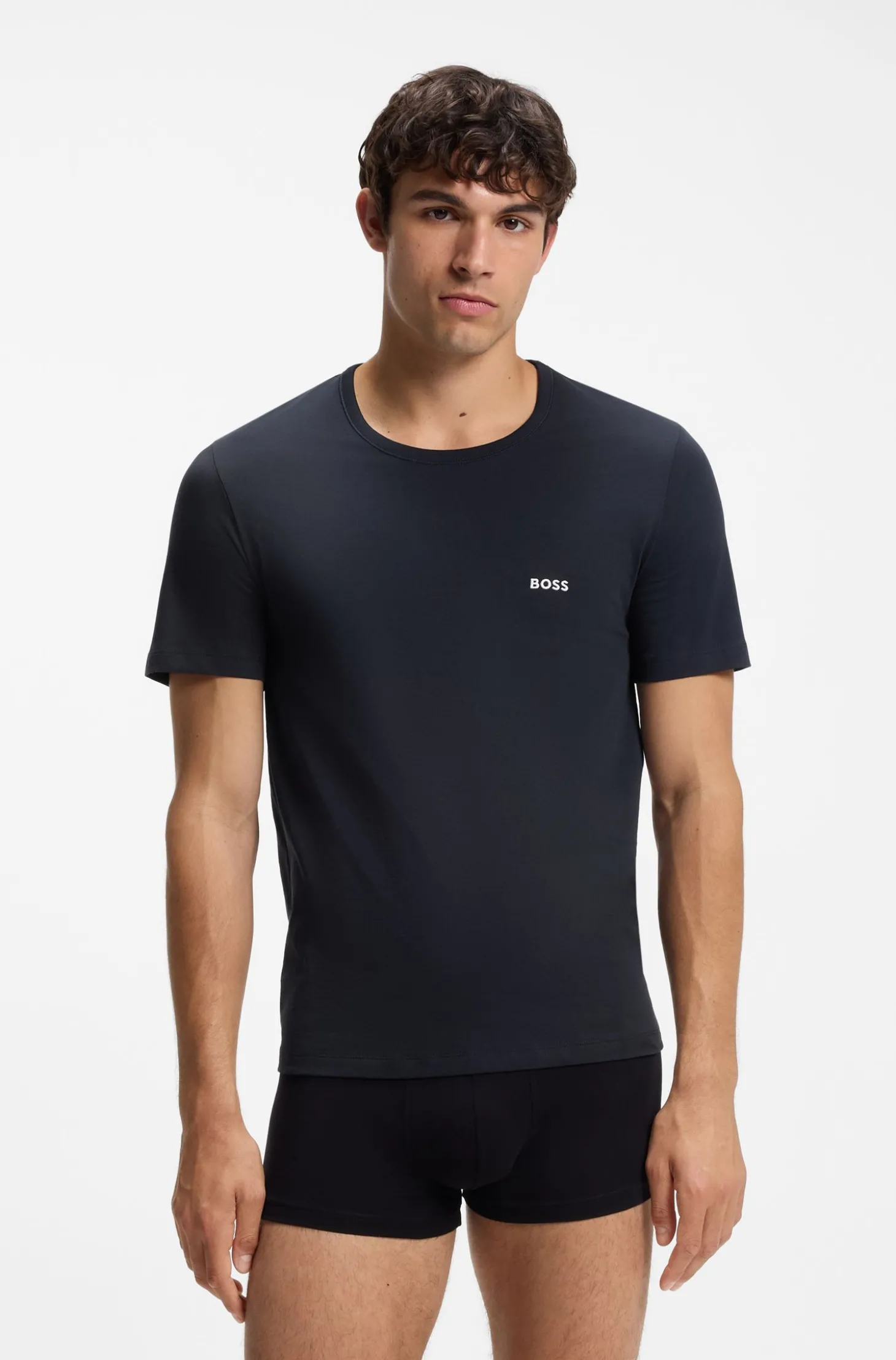 Dreierpack T-Shirts aus Baumwolle mit Logo-Stickerei