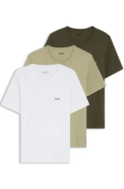Dreierpack T-Shirts aus Baumwolle mit Logo-Stickerei