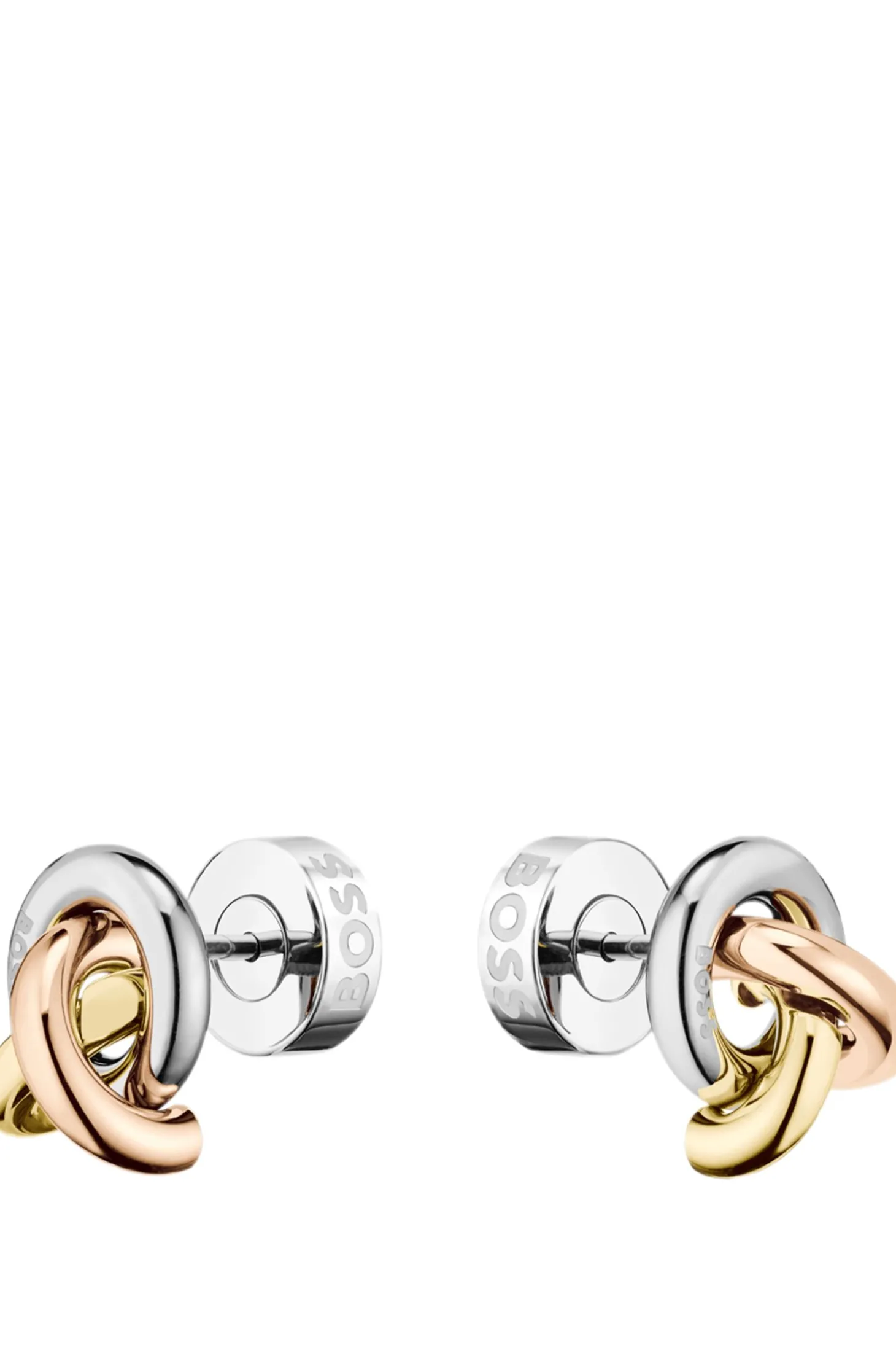 Dreifarbige Ohrringe mit Knoten-Design