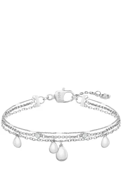 Dreireihiges Armband in Silberfarbe mit Tropfenanhängern