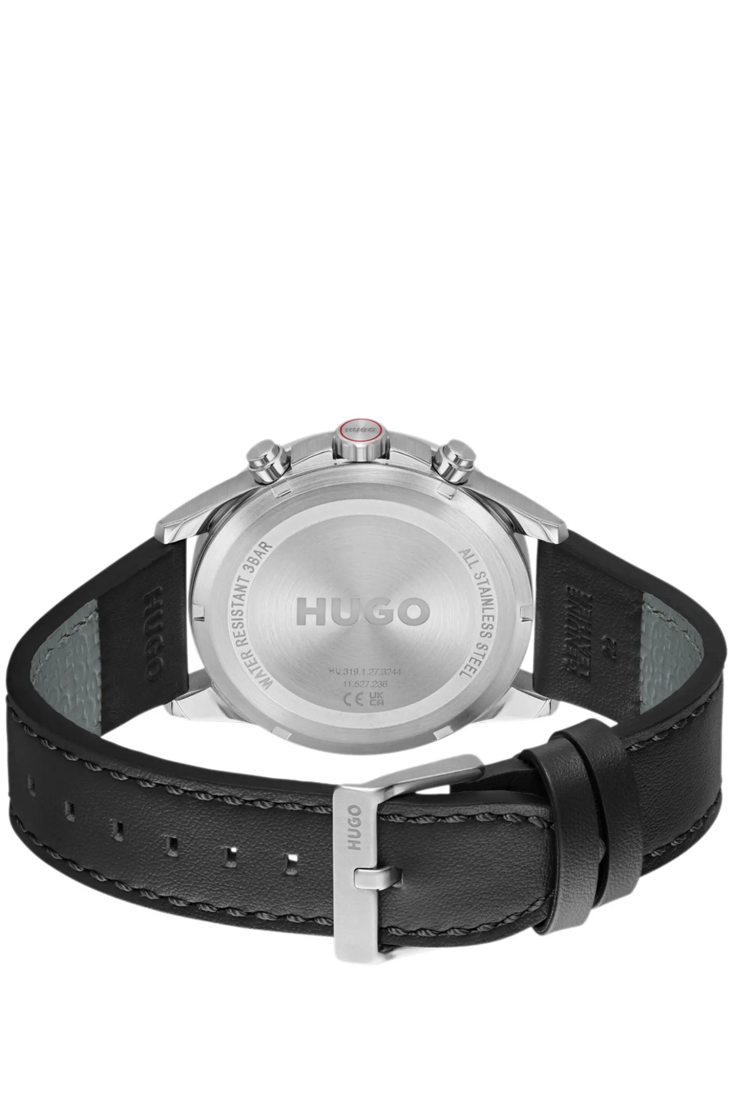 #Drift Uhr mit schwarzem Zifferblatt und schwarzem Lederarmband