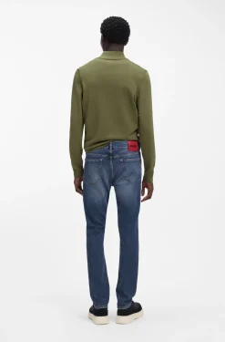 Dunkelblaue Slim-Fit Jeans aus bequemem Stretch-Denim