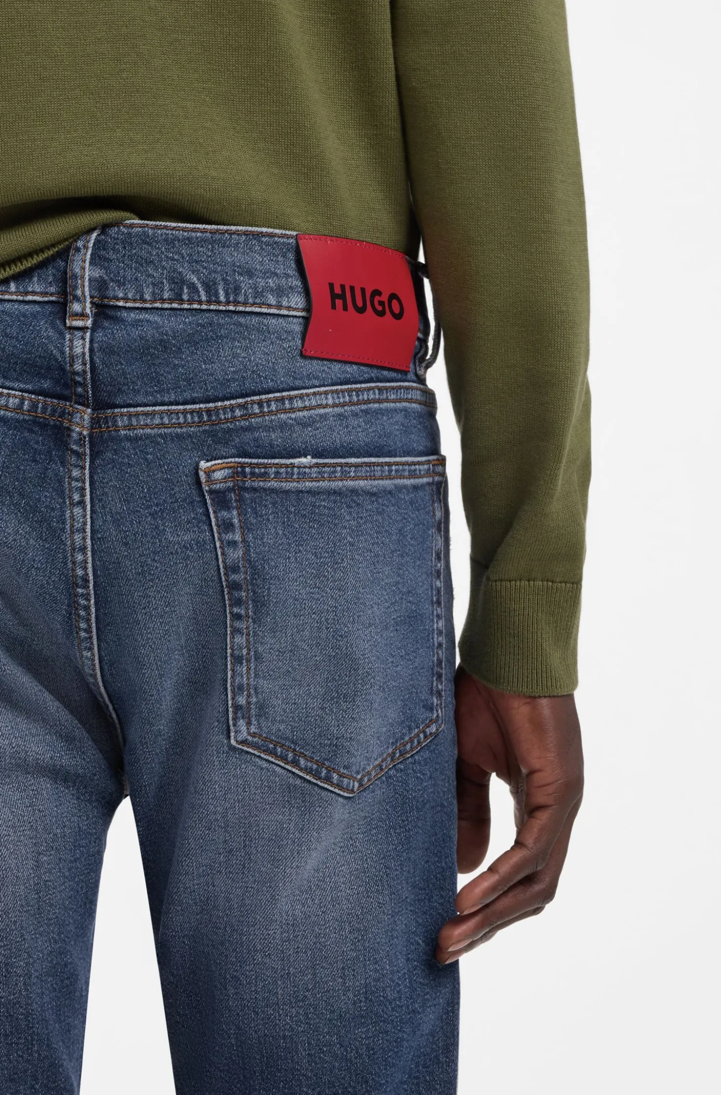 Dunkelblaue Slim-Fit Jeans aus bequemem Stretch-Denim