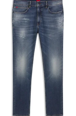 Dunkelblaue Slim-Fit Jeans aus bequemem Stretch-Denim