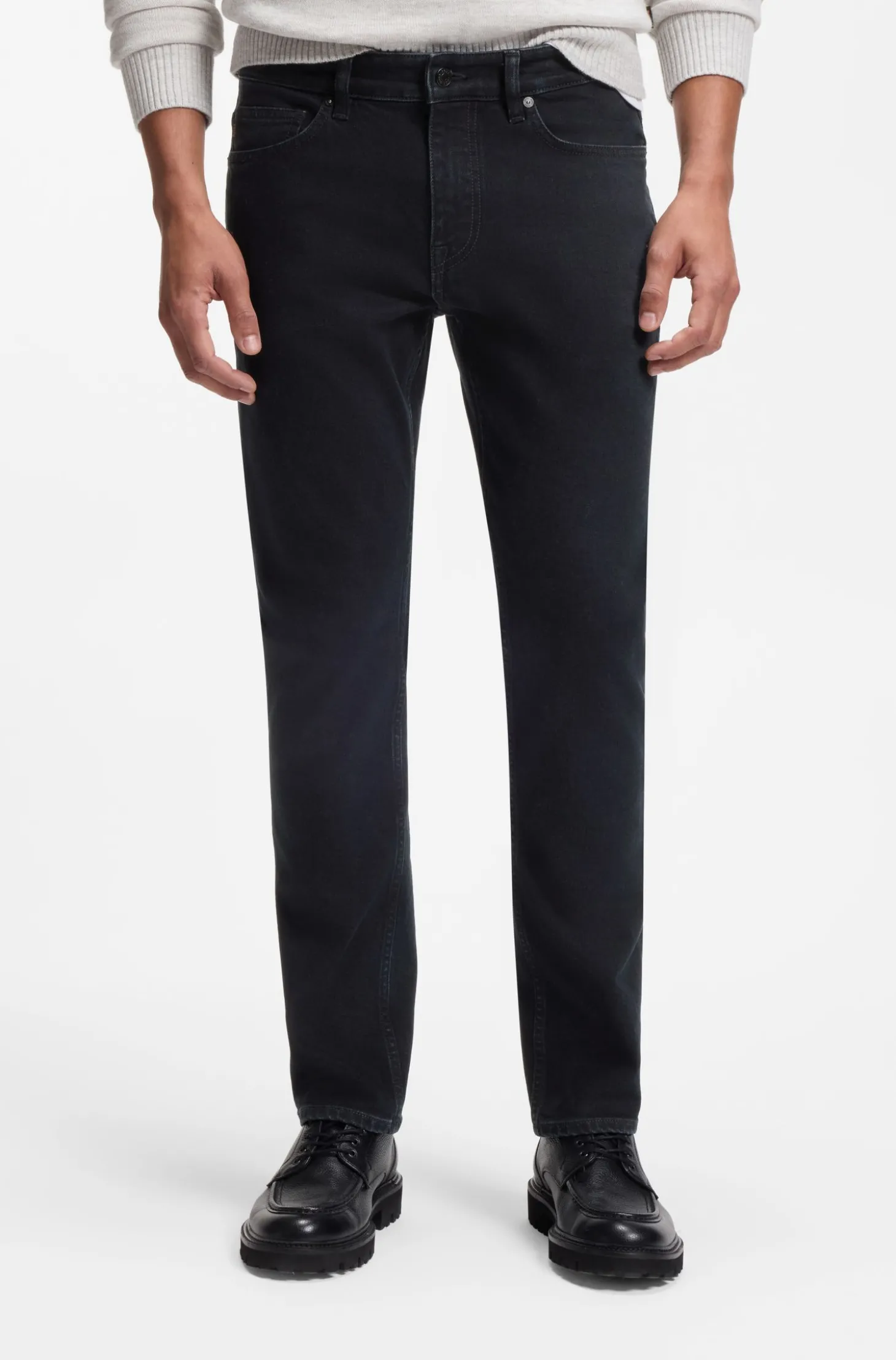 Dunkelblaue Slim-Fit Jeans aus bequemem Stretch-Denim