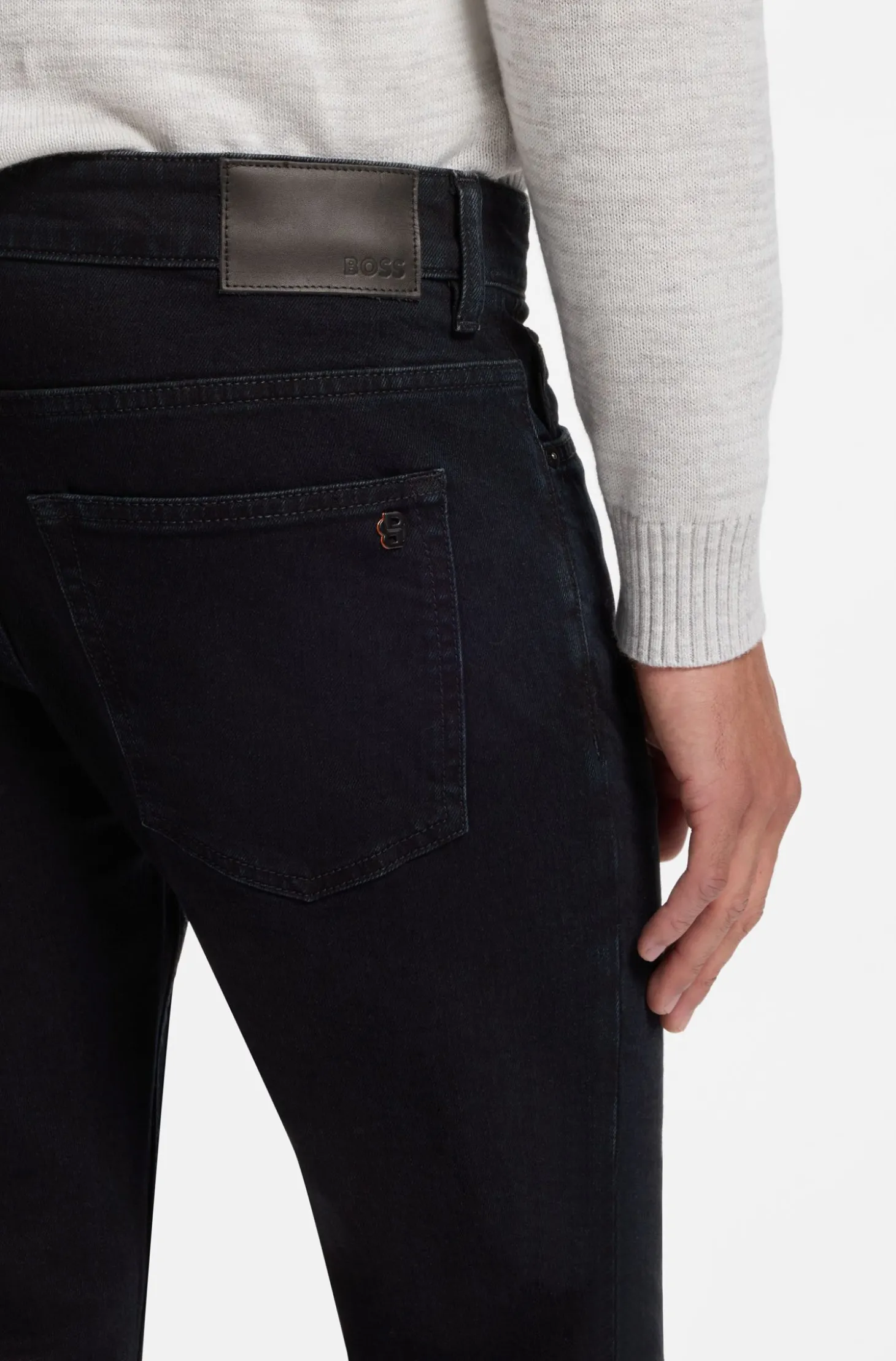 Dunkelblaue Slim-Fit Jeans aus bequemem Stretch-Denim