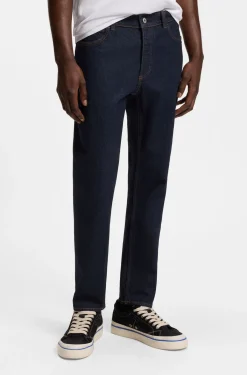 Dunkelblaue Tapered-Fit Jeans aus Stretch-Denim