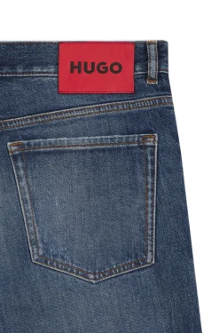 Dunkelblaue Tapered-Fit Jeans aus Stretch-Baumwolle