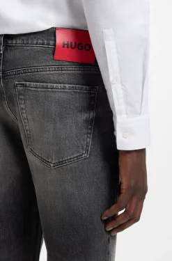 Dunkelgraue Tapered-Fit Jeans aus Stretch-Denim