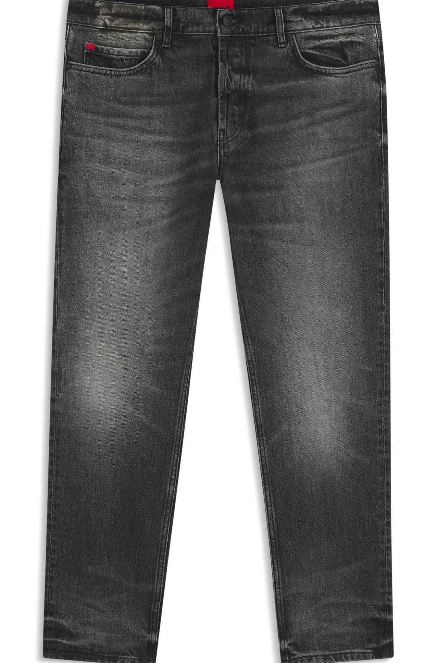 Dunkelgraue Tapered-Fit Jeans aus Stretch-Denim