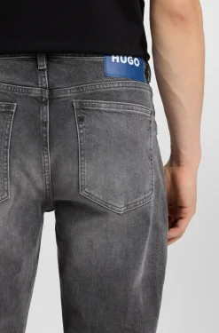 Dunkelgraue Tapered-Fit Jeans aus Stretch-Denim