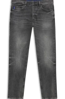Dunkelgraue Tapered-Fit Jeans aus Stretch-Denim