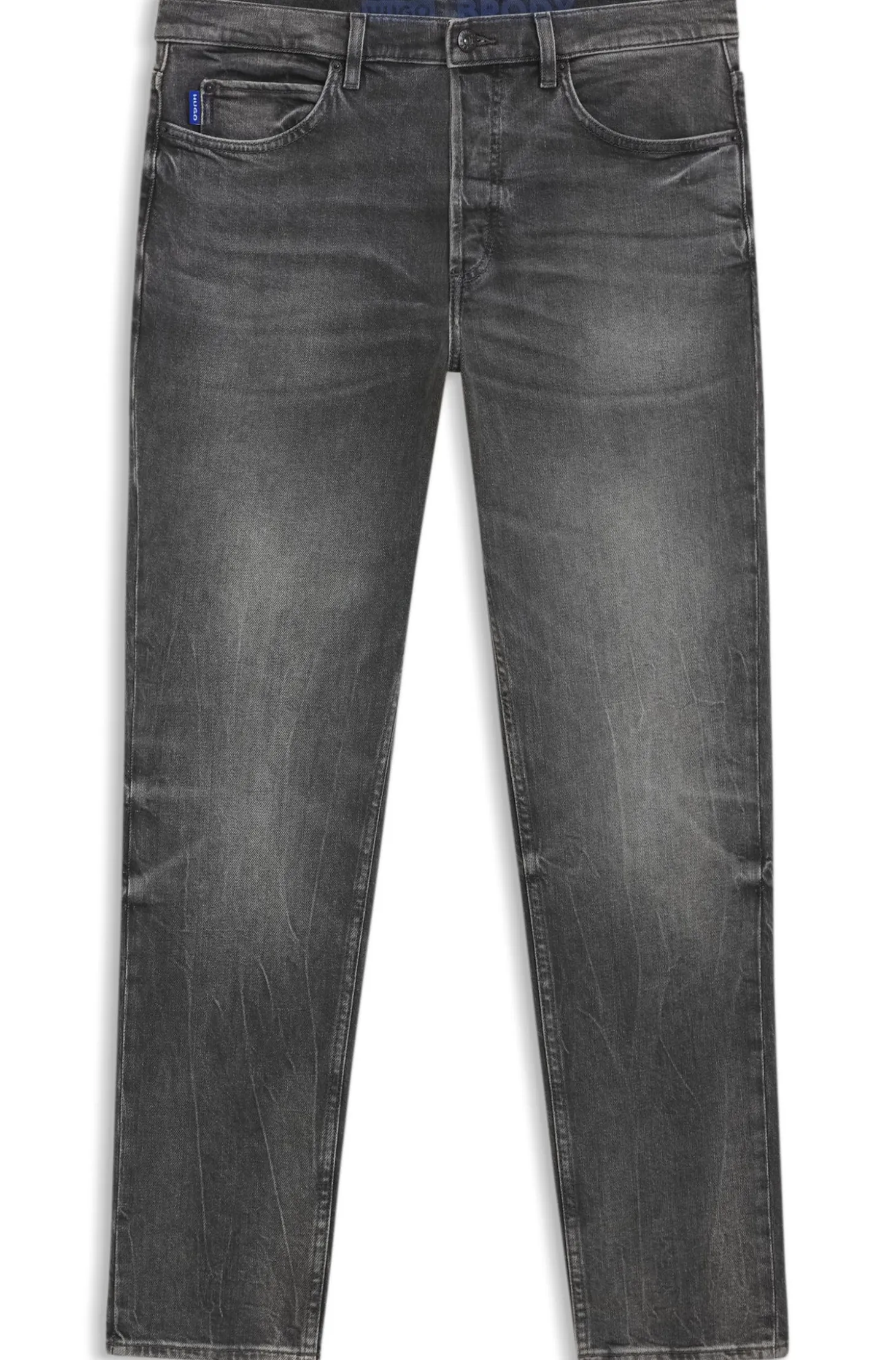 Dunkelgraue Tapered-Fit Jeans aus Stretch-Denim