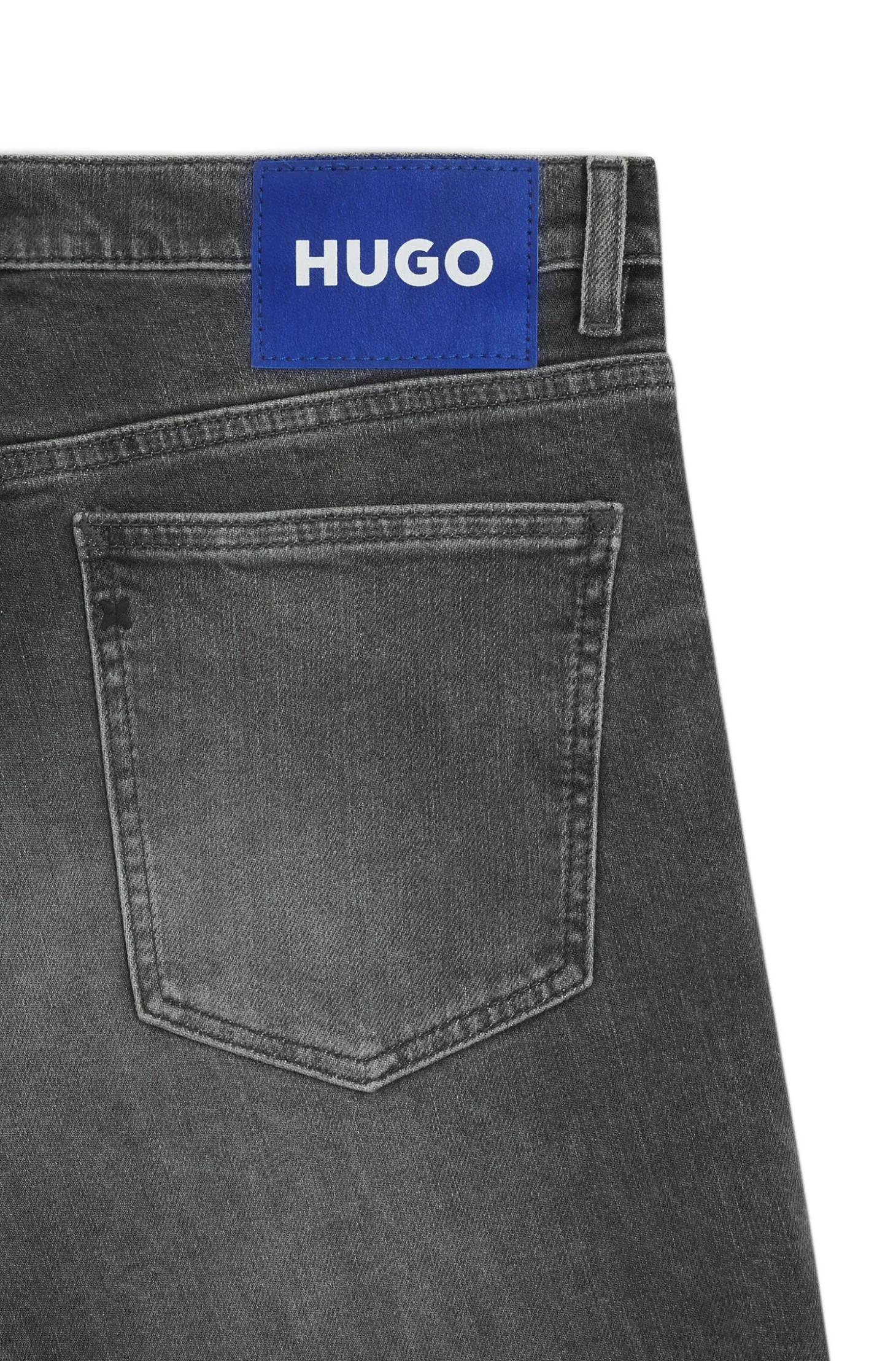 Dunkelgraue Tapered-Fit Jeans aus Stretch-Denim