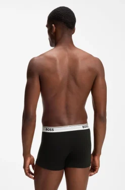 Eng anliegende Boxershorts aus Stretch-Baumwolle mit kurzem Bein und fortlaufenden Logos