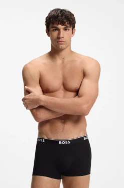 Eng anliegende Boxershorts aus Stretch-Baumwolle mit kurzem Bein und fortlaufenden Logos