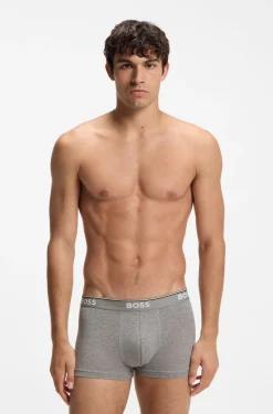 Eng anliegende Boxershorts aus Stretch-Baumwolle mit kurzem Bein und fortlaufenden Logos