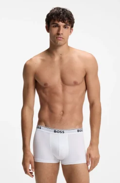 Eng anliegende Boxershorts aus Stretch-Baumwolle mit kurzem Bein und fortlaufenden Logos