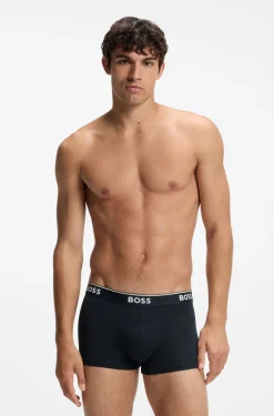 Eng anliegende Boxershorts aus Stretch-Baumwolle mit kurzem Bein und fortlaufenden Logos