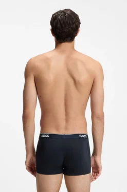 Eng anliegende Boxershorts aus Stretch-Baumwolle mit kurzem Bein und fortlaufenden Logos