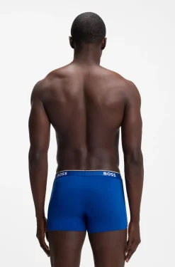 Eng anliegende Boxershorts aus Stretch-Baumwolle mit kurzem Bein und fortlaufenden Logos