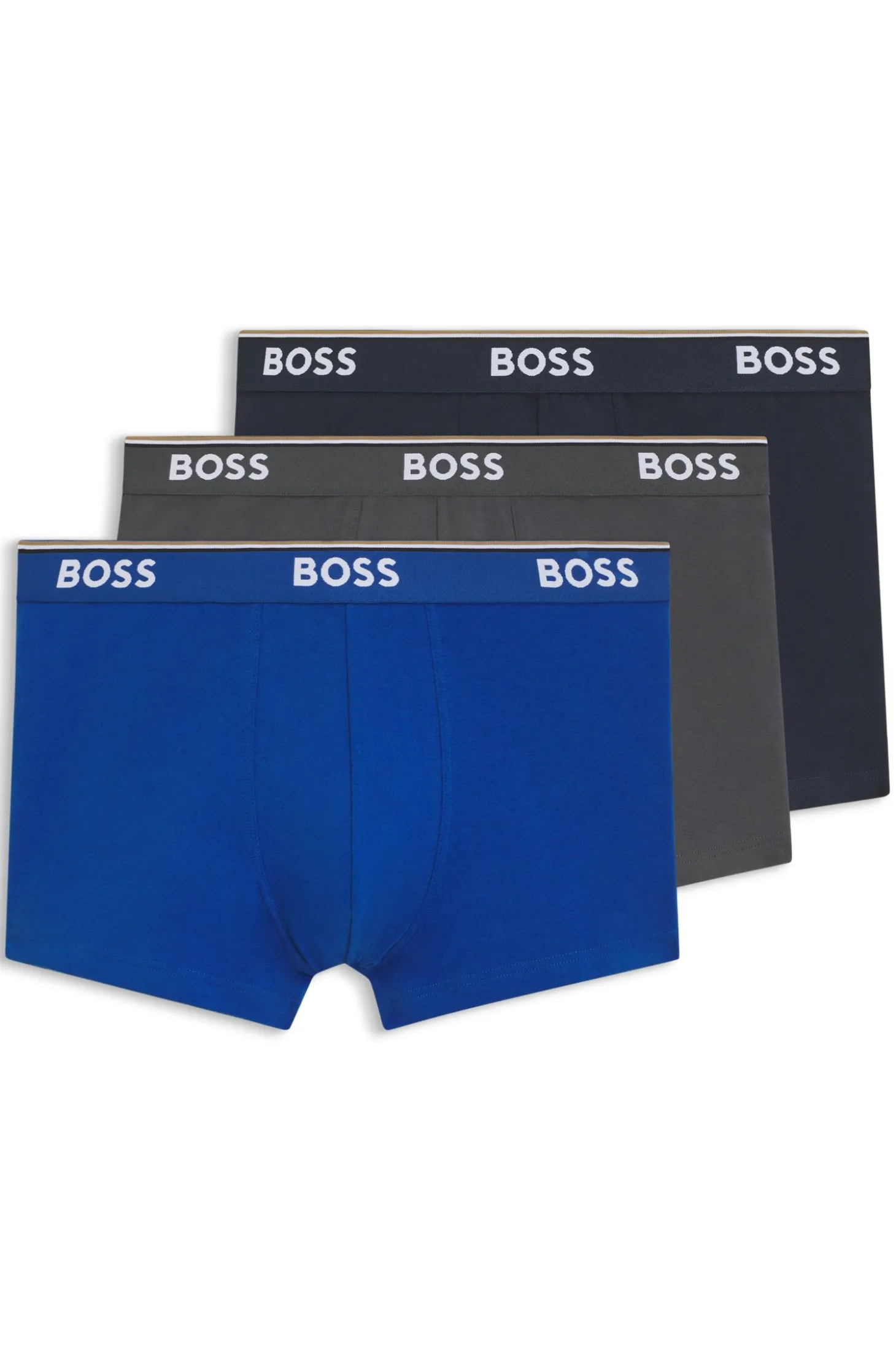 Eng anliegende Boxershorts aus Stretch-Baumwolle mit kurzem Bein und fortlaufenden Logos