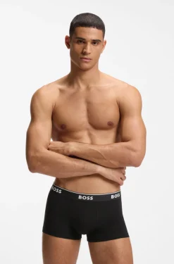 Eng anliegende Boxershorts aus Stretch-Baumwolle mit kurzem Bein und fortlaufenden Logos