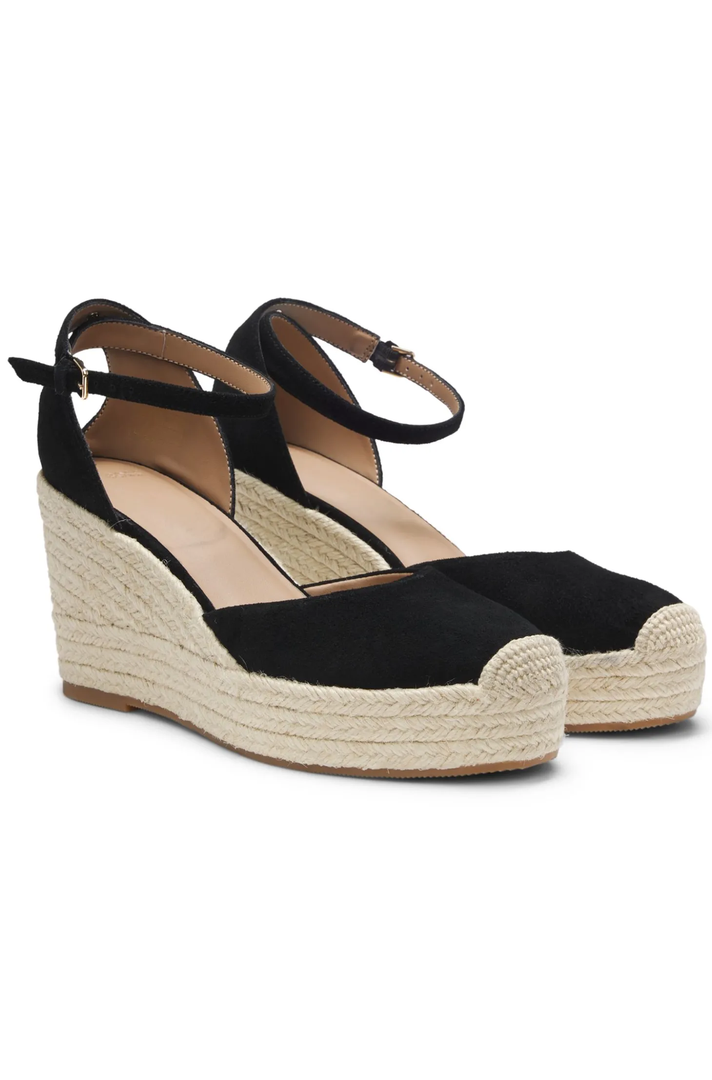 Espadrilles aus Veloursleder mit Keilsohle
