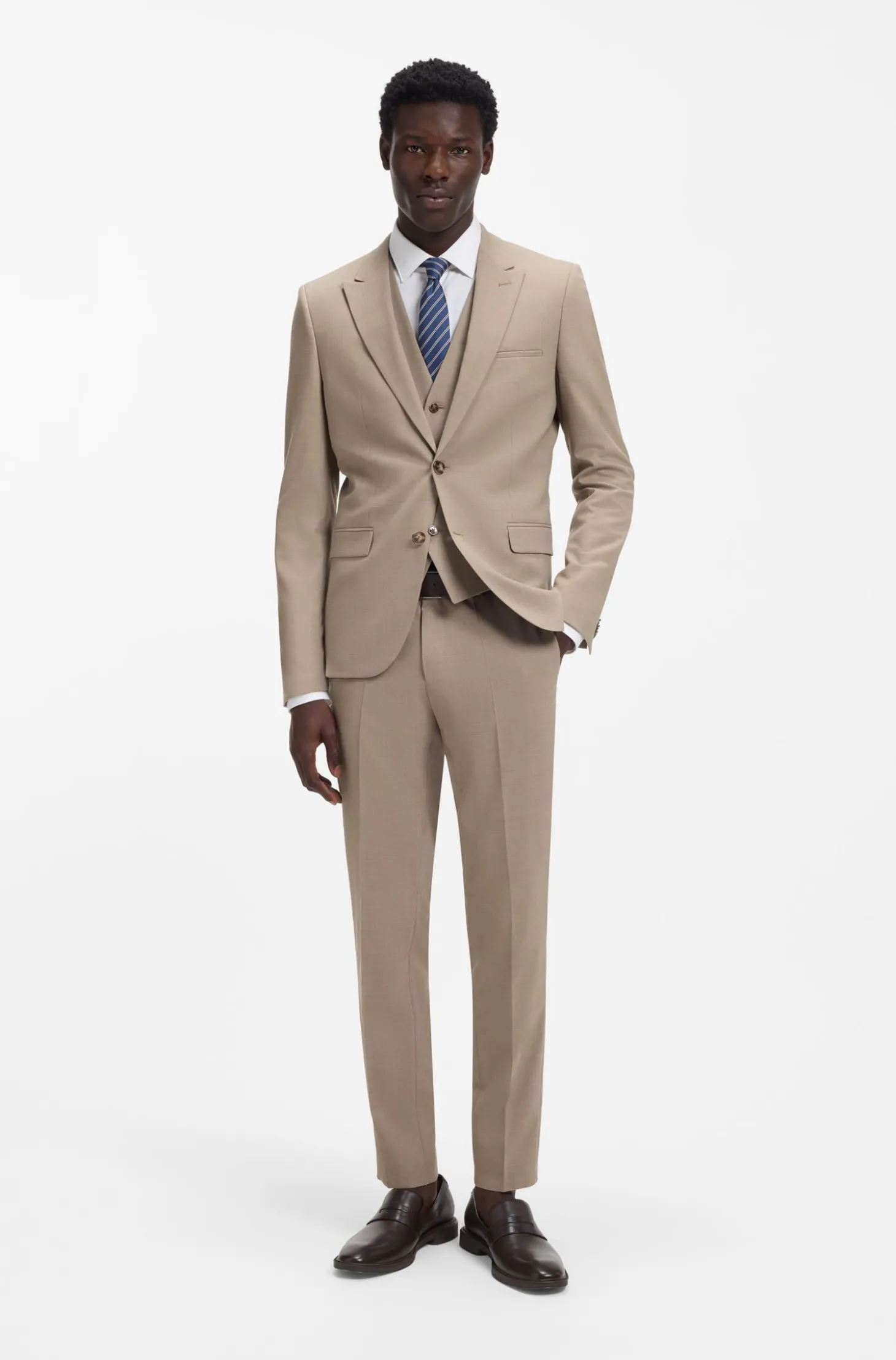 Extra Slim-Fit Dreiteiler aus strukturiertem Stretch-Gewebe