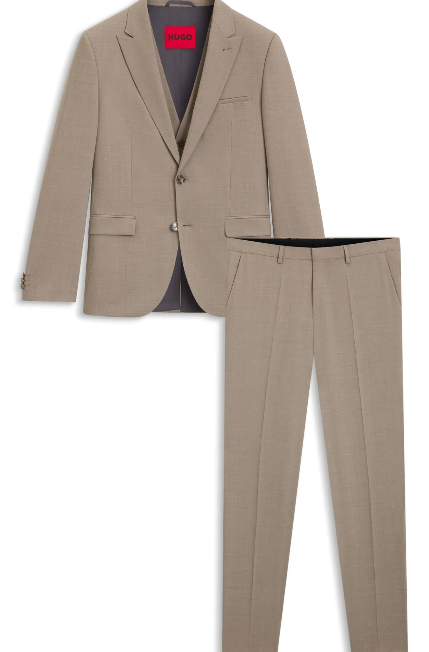 Extra Slim-Fit Dreiteiler aus strukturiertem Stretch-Gewebe