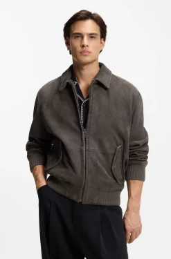 Extra Slim-Fit Jacke aus softem Veloursleder