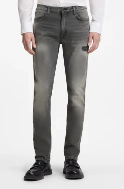 Extra Slim-Fit Jeans aus grauem, verwaschenem Stretch-Denim
