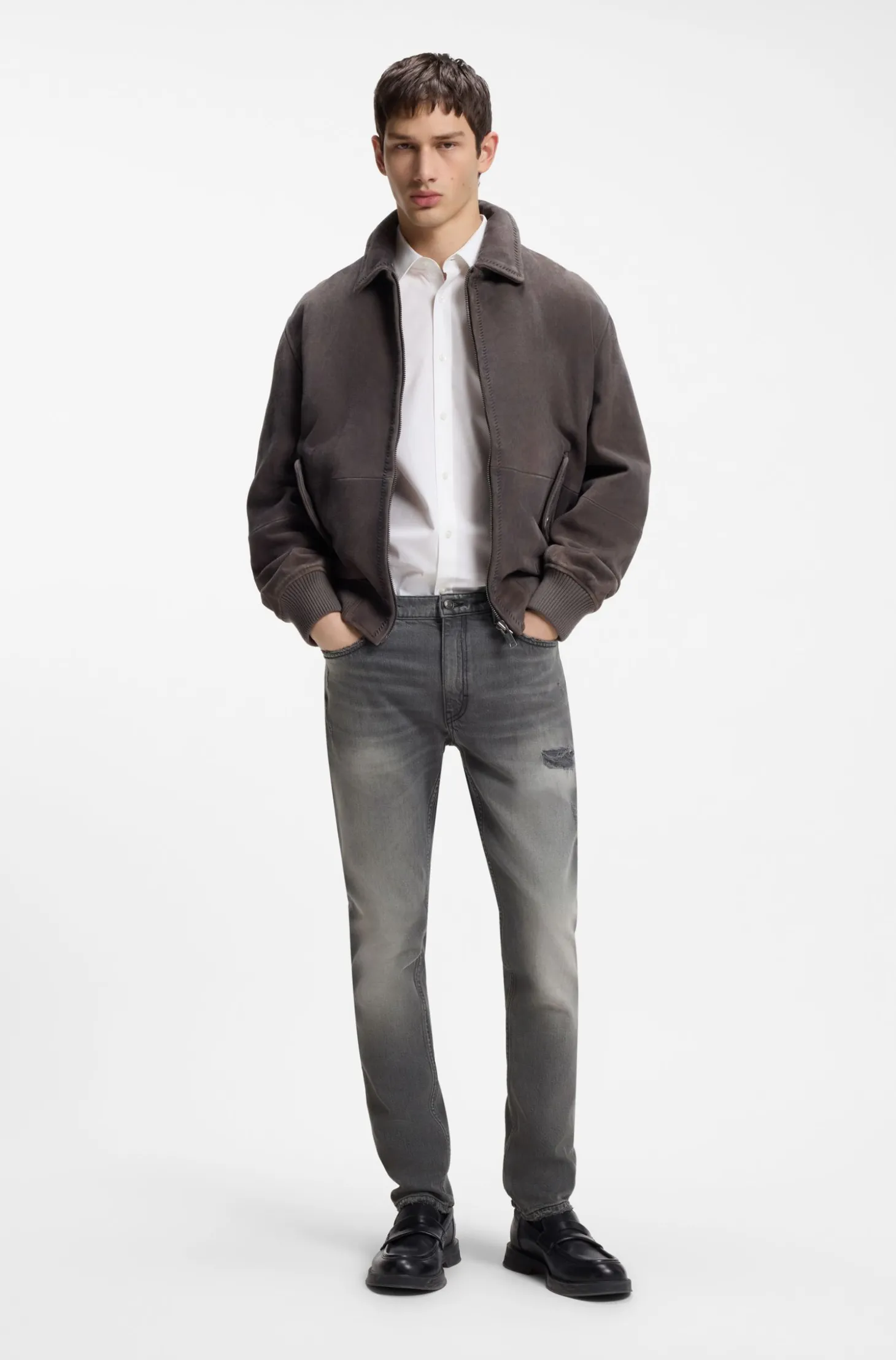 Extra Slim-Fit Jeans aus grauem, verwaschenem Stretch-Denim