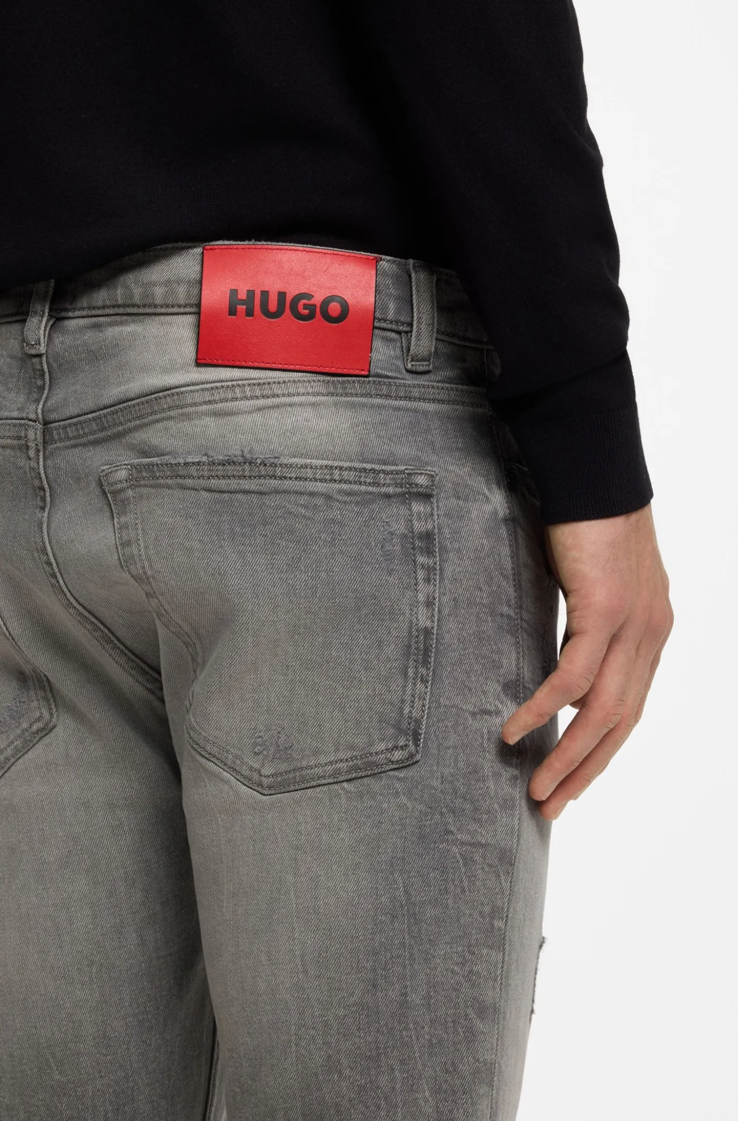 Extra Slim-Fit Jeans aus grauem Used-Denim