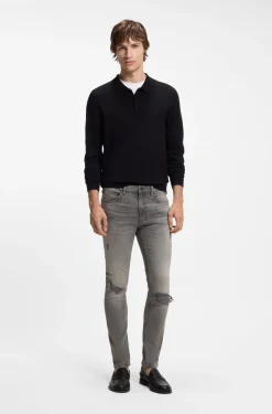 Extra Slim-Fit Jeans aus grauem Used-Denim
